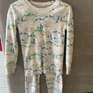 Janie and Jack size 4T Grey and Green Pajama Set with Mountain Print